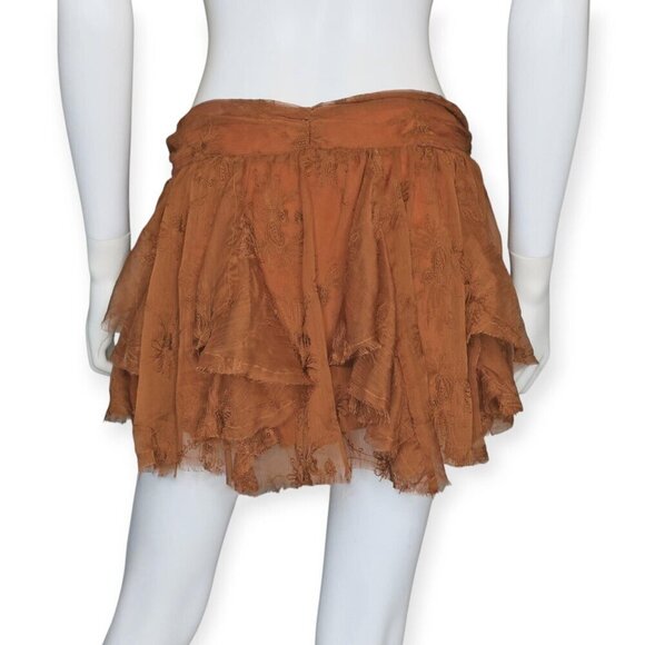 Free People Grace Mini Skirt Low Rise Raw Edge Ruffle Tiered NWT Women's 6 - Picture 3 of 5